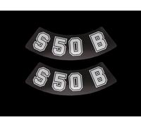 Set: 2x Film adhésif pour couvercle latéral "S50 B" incurvé - Noir / Argent