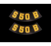 Set: 2x Film adhésif pour couvercle latéral "S50 B" incurvé - Noir / Jaune