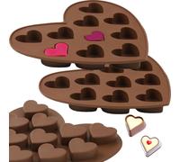 Set 2x moule en silicone DIY moule Saint-Valentin coeurs moule à cupcake 15x15cm