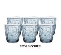 Set 3/6 Pièces Lunettes Diamant 30,5 CL Verre Bleu Élégant pour Eau Et Boissons