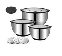 Set 3 Bols Mélange Acier Inoxydable 1.5L 2.5L 4.5L Empilables(Black)
