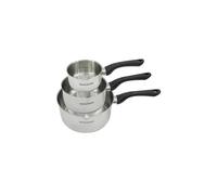 Fackelmann 9443350 Set 3 casseroles 12 16 et 20 cm en inox 18/8, Casserole de cuisine, Casserole tous feux, Casserole induction, Casserole sans PFAS, Acier inoxydable 18/8, 12 16 et 20 cm