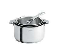 Set 3 casseroles inox Casteline 16, 18 et 20 cm et manche amovible Cristel