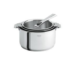 Set 3 casseroles inox Casteline 16, 18 et 20 cm et manche amovible Cristel