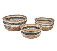 SET 3 CESTOS CUERDA RAYAS AZUL