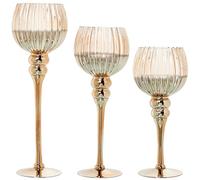 SET 3 COPAS CRISTAL DECORATIVO DORADO