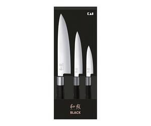 Set 3 couteaux 10 cm,15 cm, 20 cm Wasabi Black Kai
