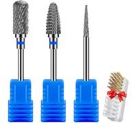 Set 3 embouts ponceuse ongle carbure tungstène grain moyen 3/32 inch, fraise manucure gel acrylique, compatible perceuse ongle