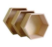 Set 3 étagères hexagonales à décorer Artemio - De 24 à 30 cm Marron G