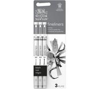 Winsor & Newton Fineliner - Set de 3 stylos fineliner calibrés, couleur noire, pointes 0.5, 0.8, 1.0