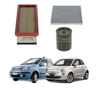 Set 3 Filtres Bosch Entretien pour Fiat 500 Panda (169) 2 Série 1.2 69 Cv 2010