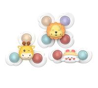 Set 3 Jouets Tournants Ventouse - JouetSensoriel Remplissage Panier Pâques avec Hochet | JouetsMontessori Tout-Petits 1-3 Ans | Jouets Spinner avec Design Avion, ABS+PP, 12x4,2x4