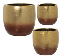 SET 3 MACETEROS CERÁMICA DORADO 2 TONOS °20X19CM+°24X23CM+°30X29CM