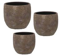 SET 3 MACETEROS CERÁMICA DORADO ENVEJECIDO °30+°25+°20CM
