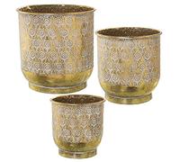 SET 3 MACETEROS METAL DORADO/BLANCO °33X33+°27X28+°23X23CM