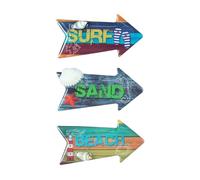 Set 3 magnets Frigo : Flèches Direction Sand, Beach and Surf, L 7,50 cm