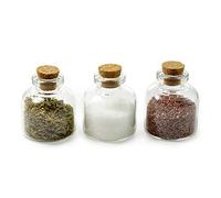 Set 3 mini flacons en verre 20 ml avec bouchon en liège, petites bouteilles pour décoration naturelle, bricolage et rangement, contenants pour miniatures, perles, paillettes, confettis et échantillons