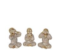SET 3 MONJES SENTIDOS RESINA DORADO