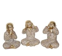 SET 3 MONJES SENTIDOS RESINA DORADO