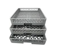 Set 3 paniers lave-vaisselle professionnels 49x49x10 cm - Assiettes, verres et couverts PP pour cuisines professionnelles