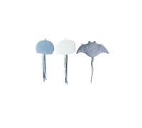 Set 3 peluches infantiles de pared formado por medusa azul, medusa blanca y mantarraya azul claro