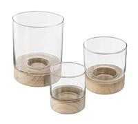 Atmosphera – Lot de 3 photophores en verre Été 20 cm transparent