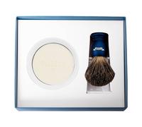 Set 3 pièces : Blaireau, support, bol et savon - Bleu Nuit