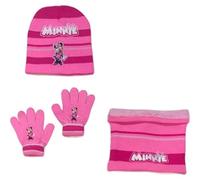 Set 3 pièces Bonnet + Snood + gants (Minnie Rose)