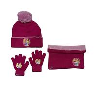 Set 3 pièces Bonnet + Snood + gants (Princesse Fuchsia)