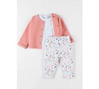 Set 3 pièces, imprimé fleuri écru/blush 6M