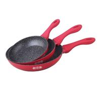 Set 3 Poêles 20/24/28 cm - Revêtement Type Pierre - Tous Feux Dont Induction - sans PFOA(Rouge