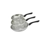 Fackelmann 9441450 Set 3 poêles 20 24 et 28 cm en inox 18/8, Poêle de cuisson, Poêle tous feux, Poêle induction, Poêle sans PFAS, Acier inoxydable 18/8, 20 24 et 28 cm