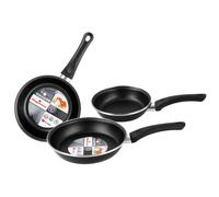 Set 3 Poêles à frire 18-20-24cm, Induction,Deux Couches Antiadhésif sans PFOA Noir Kenia Magefesa