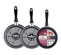 Set 3 Poêles à frire 24-26-28cm, Induction, PIERRE Non Adhérente sans PFOA Mag
