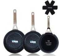 Set 3 Poêles à Frire Antiadhésives à Induction 18-20-24cm, Aluminium Forgé Noir Black Titanium