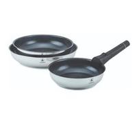 LAGUIOLE, Ensemble de 3 poêles amovibles en inox, revêtement céramique antiadhésif, compatible induction, facile à ranger et à nettoyer, 20/24/28 cm, couleur argentée