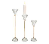 SET 3 PORTAVELAS DORADO/VIDRIO