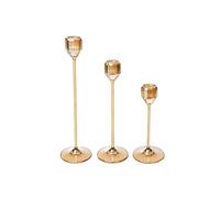 SET 3 PORTAVELAS DORADO/VIDRIO