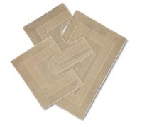Set 3 Tapis éponge de Bain, 1 Tapis 60X90 cm + 2 Ronde WC 60x45 cm. Torino Tapis de Salle de Bain Absorbant en Coton, Tapis de Salle de Bain sans antidérapant - Beige