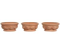 Set 3 Vases Récipient Terre Cuite Ø 30x14 CM Pays Fleurs Extérieur Jardin Main
