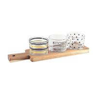 Set 3 verres dur plateau en bois