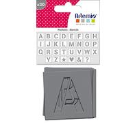 30 pochoirs 6 x 6 cm - Alphabet Multicolore G