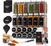 Set 36pcs - Deco Haus Récipients à épices avec bouchon à vis - Set avec étiquettes, entonnoir, brosse de nettoyage, marqueur,120 ml, 10,5x4,3 cm