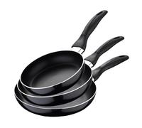 Set 3pc poêles à frire (16,20,24cm) alu pressé aluminium, convient pour induction Marine noir