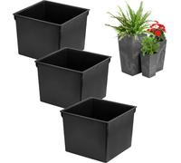 Set 3x 8 L carré noir pour Prosperplast H 42 cm pots