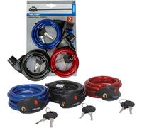 Set 3x Fischer Câble Anti-Vol Spiralisé 180cm 8mm Serrure à Clé Vélo E-Bike