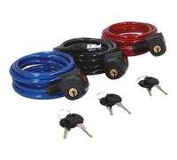 Set 3x Fischer Câble Anti-Vol Spiralisé 180cm 8mm Serrure à Clé Vélo E-Bike