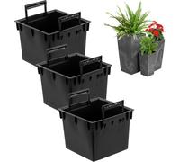 Set 3x insert carré noir 22 l avec pinces Prosperplast H 55 cm