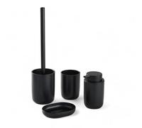 Set 4 Access, SDB, Gobelet, Distributeur Savon, Brosse WC Black, 12,7x7,3 cm