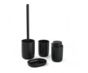 Set 4 Access, SDB, Gobelet, Distributeur Savon, Brosse WC Black, 12,7x7,3 cm